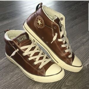 Leather Converse high tops. Sz 10 men